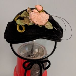 Vintage velvet &  floral wool hat